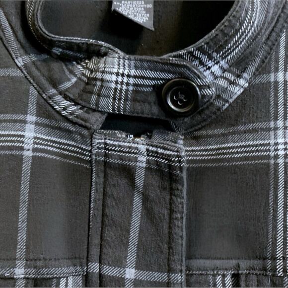 Self Esteem Womens L Black & White Flannel Zip Up Jacket Coat Lined Pockets - Picture 10 of 12
